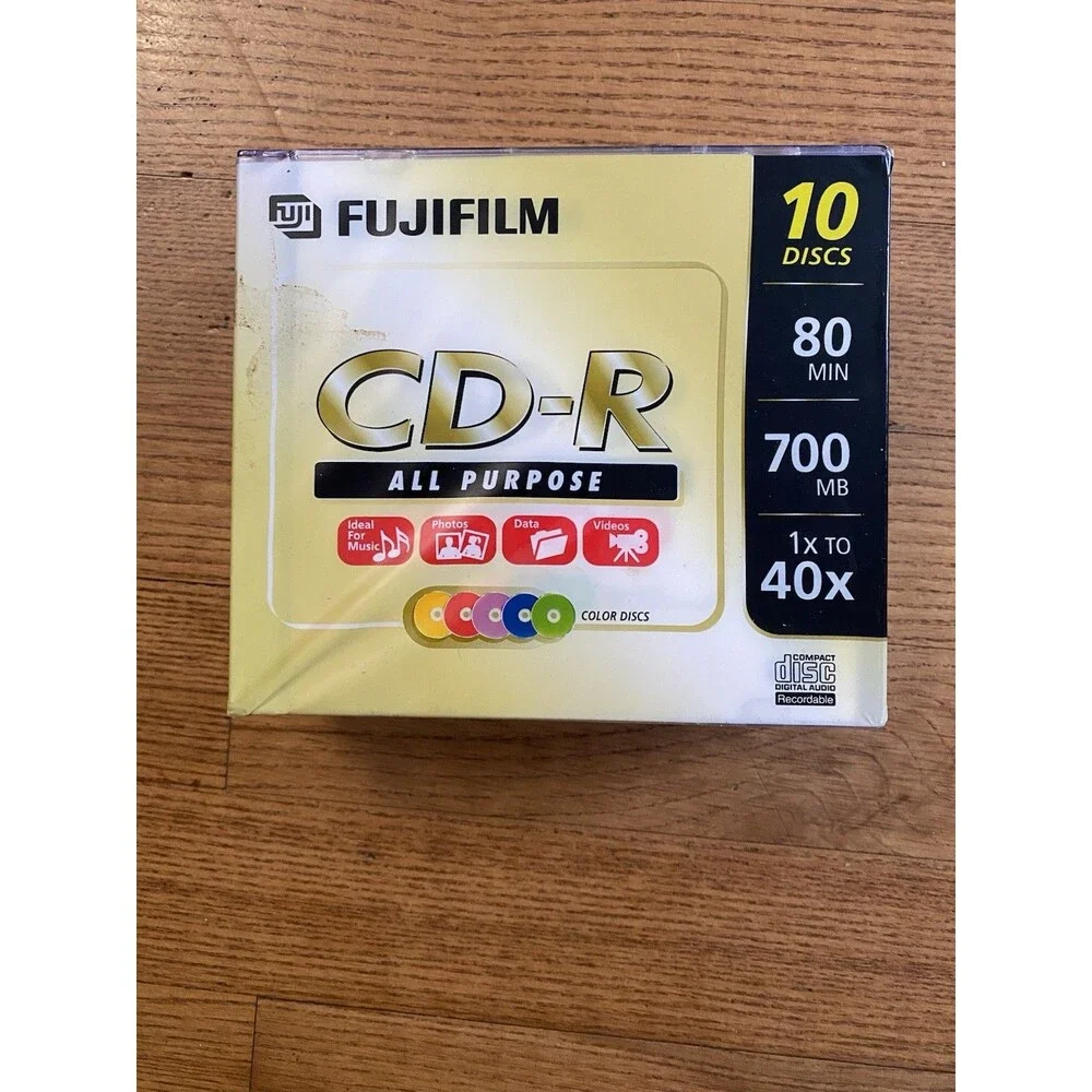 FUJIFILM Blank colored CD-R All Purpose 10 Pack - 80 min, 700MB, 1x - 40x Sealed